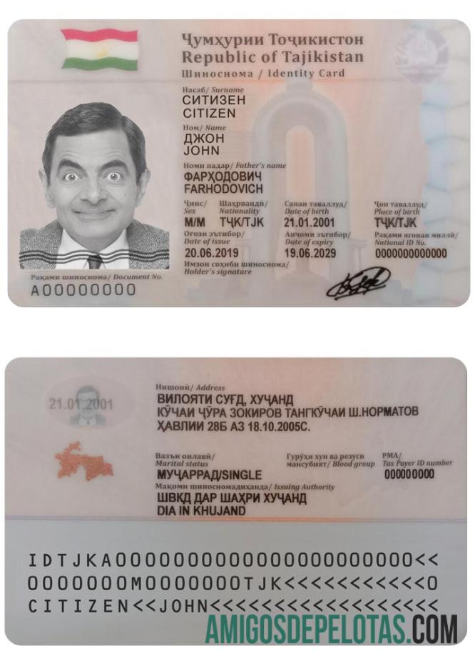 Modelo de identificação do TAJIQUISTÃO